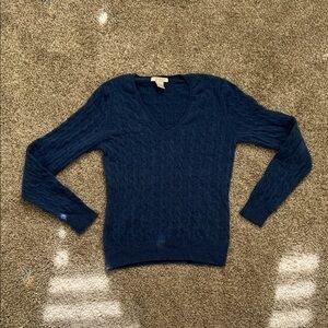 100% Cashmere Blue V-Neck Sweater